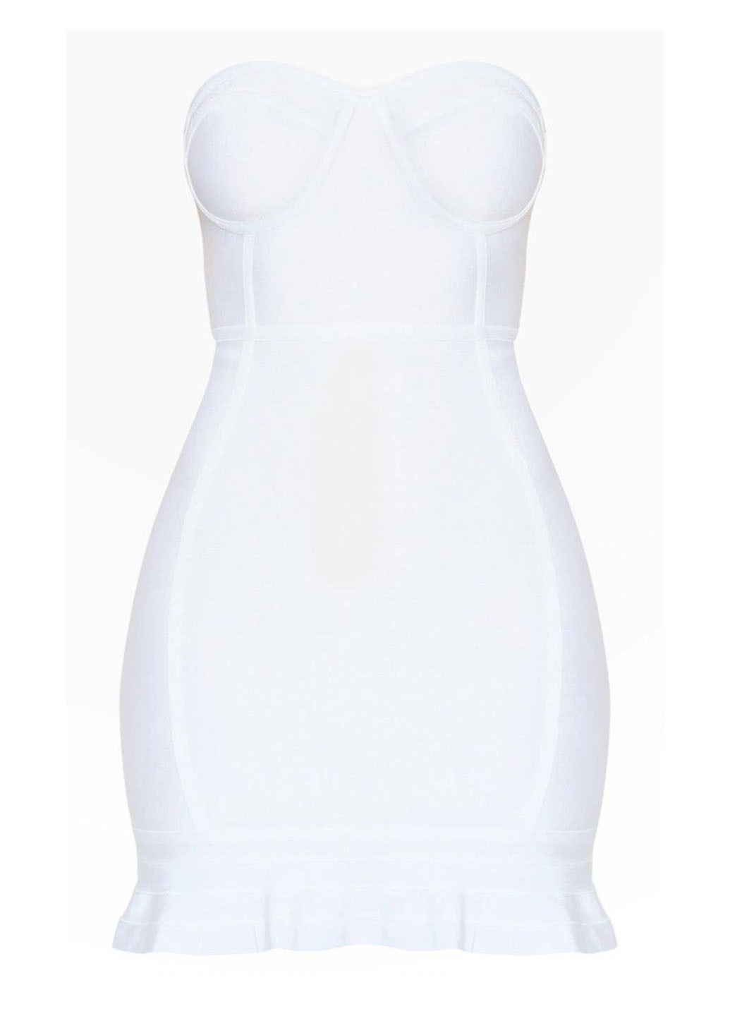 Белое коктейльное платье футляр, с открытыми плечами PrettyLittleThing однотонное