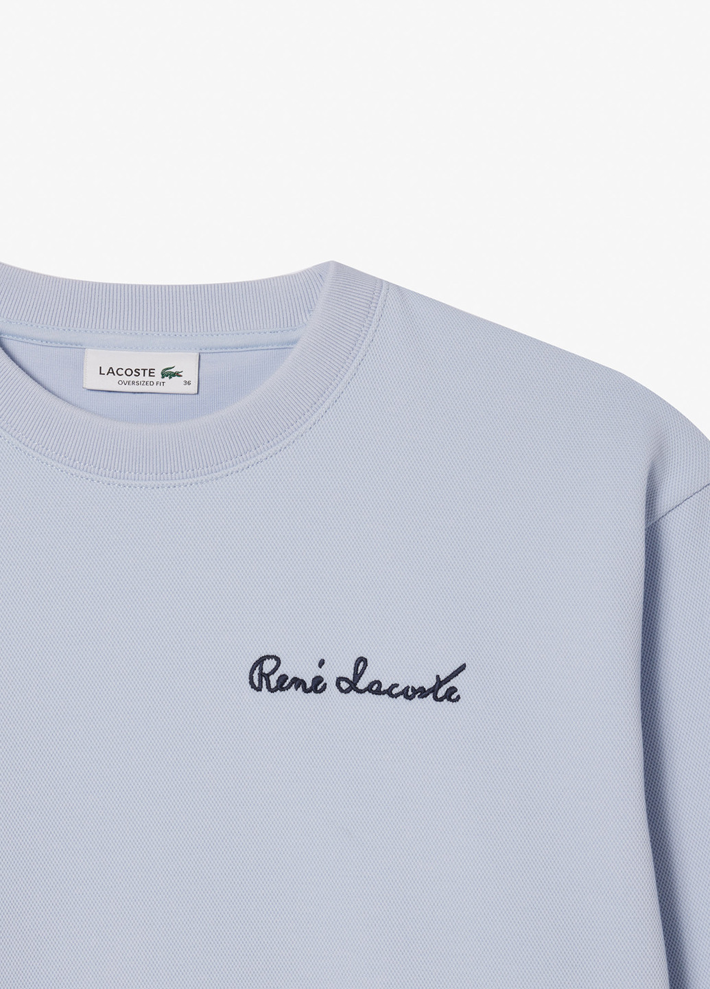 Голубой свитшот Lacoste однотонный вышивка (298073004)