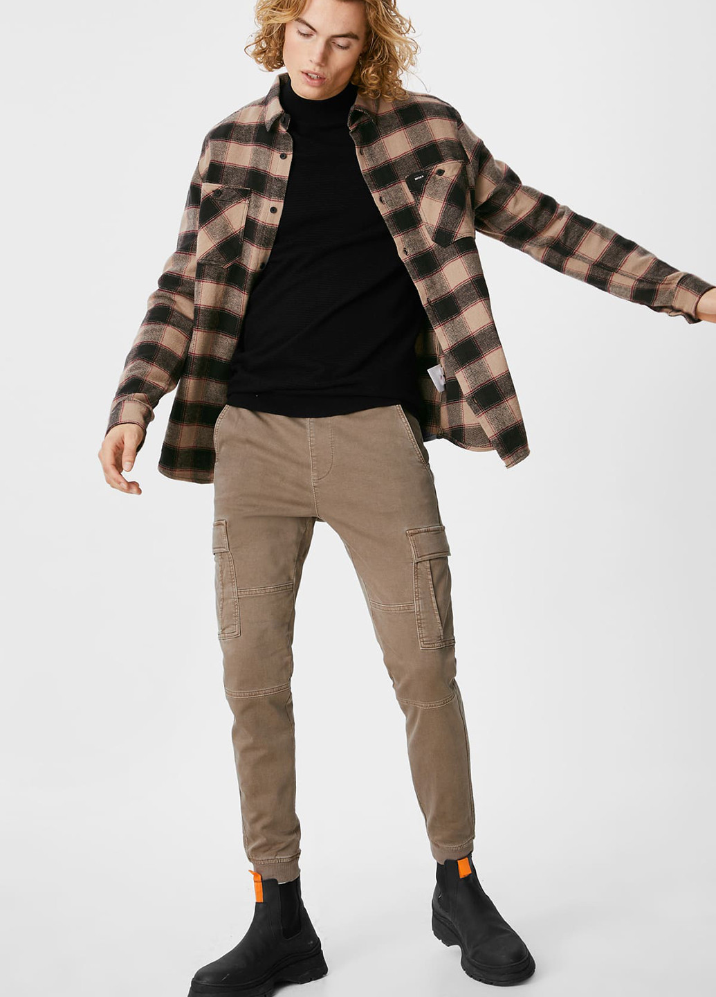 Коричневые кэжуал демисезонные джоггеры, карго брюки C&A