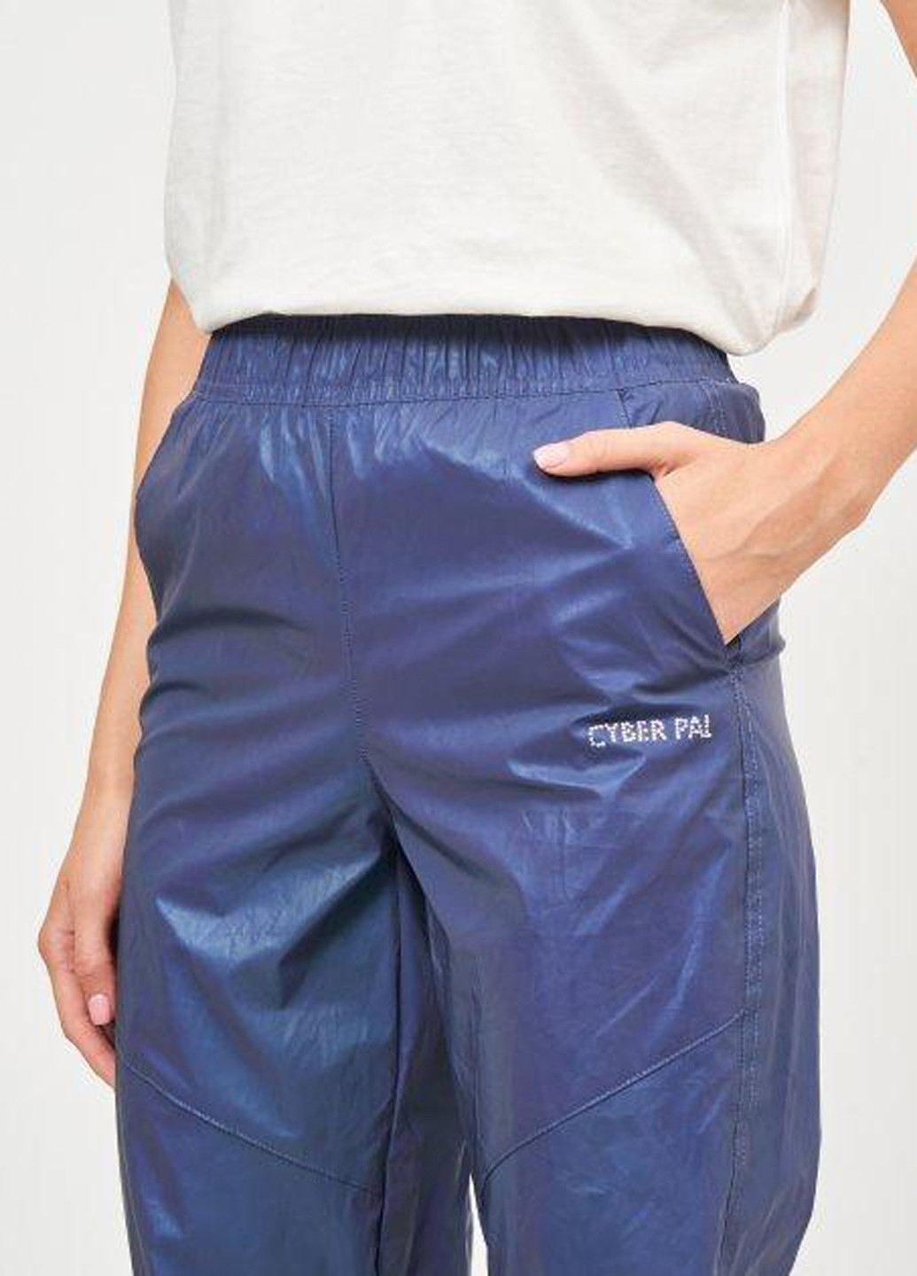 Темно-синие кэжуал демисезонные укороченные, зауженные брюки Bershka
