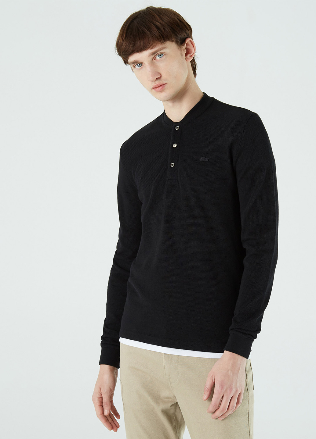 Черная футболка-поло для мужчин Lacoste однотонная