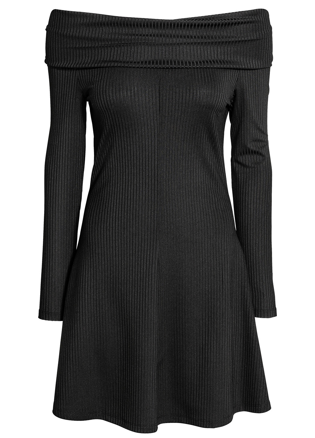 Чорна кежуал плаття, сукня кльош, з відкритими плечима H&M однотонна