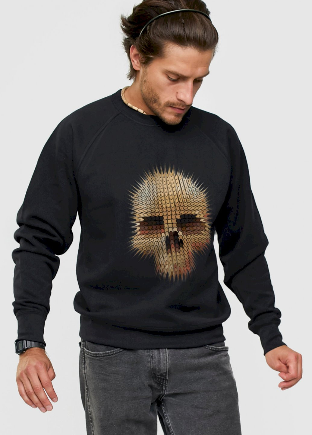 Чорний світшот чоловічий YAPPI малюнок (251424271)