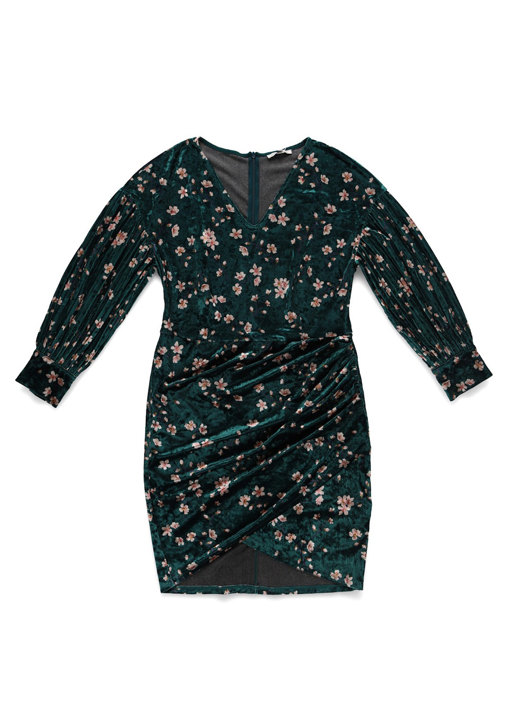 Темно-зелена кежуал, коктейльна сукня на запах MINT&BERRY з квітковим принтом