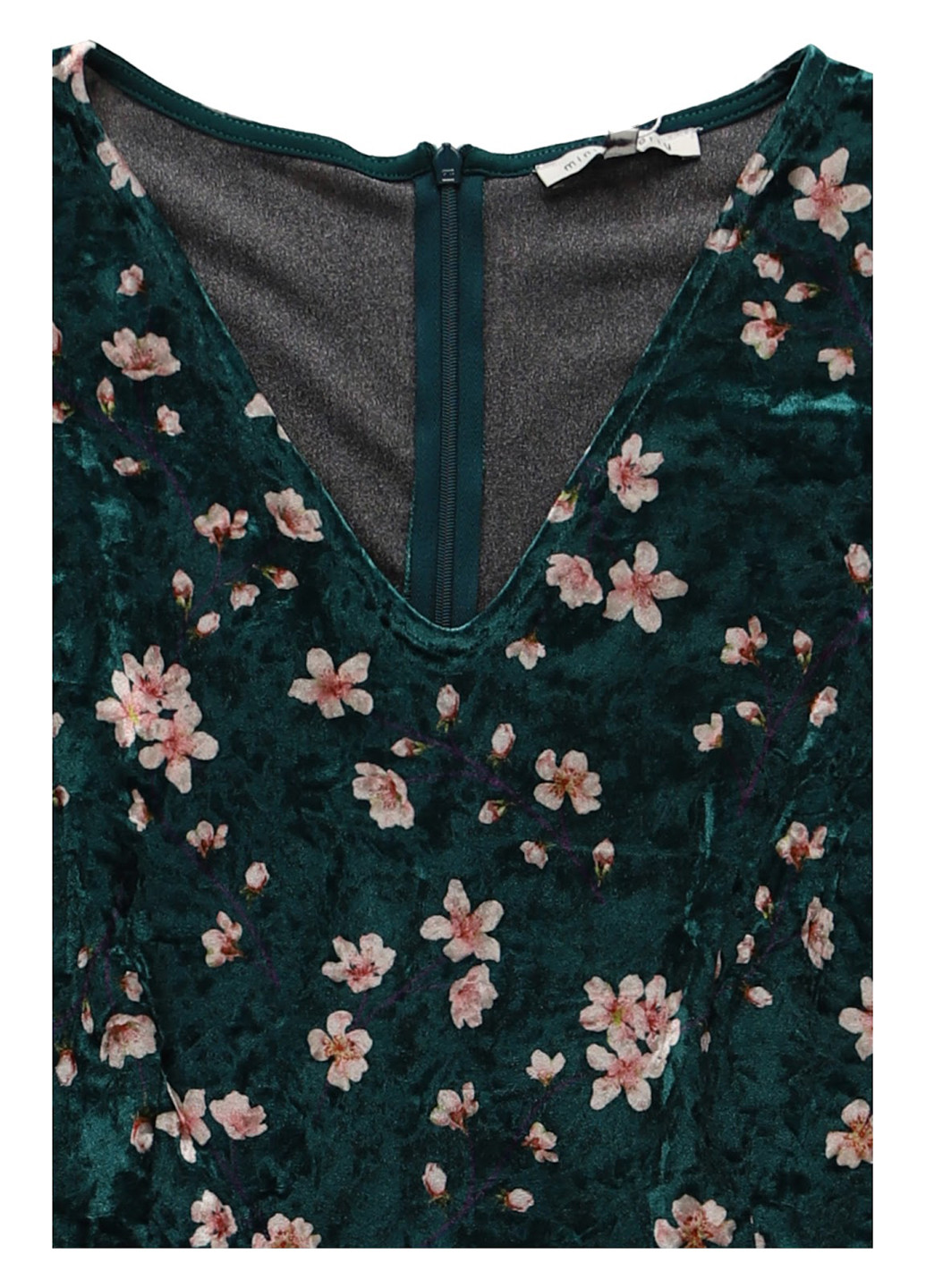 Темно-зелена кежуал, коктейльна сукня на запах MINT&BERRY з квітковим принтом