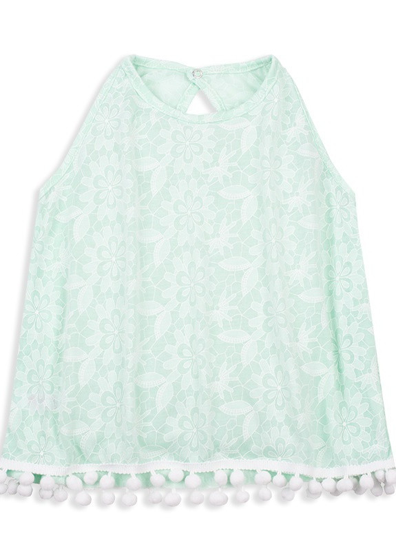 Голубая летняя детская майка для девочки *морской гламур* Габби