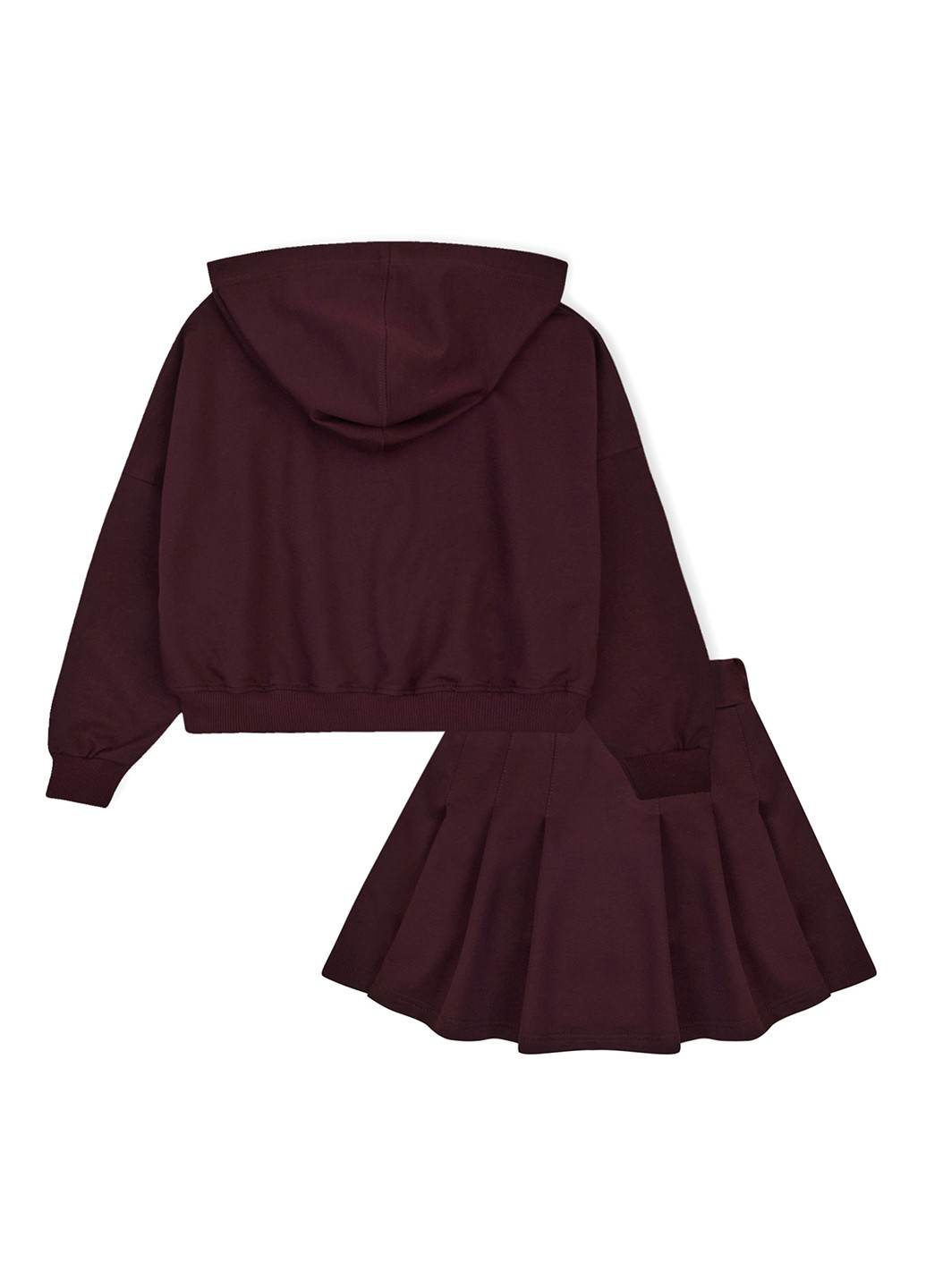 Бордовый демисезонный костюм (толстовка, юбка-шорты) юбочный, с шортами Garnamama