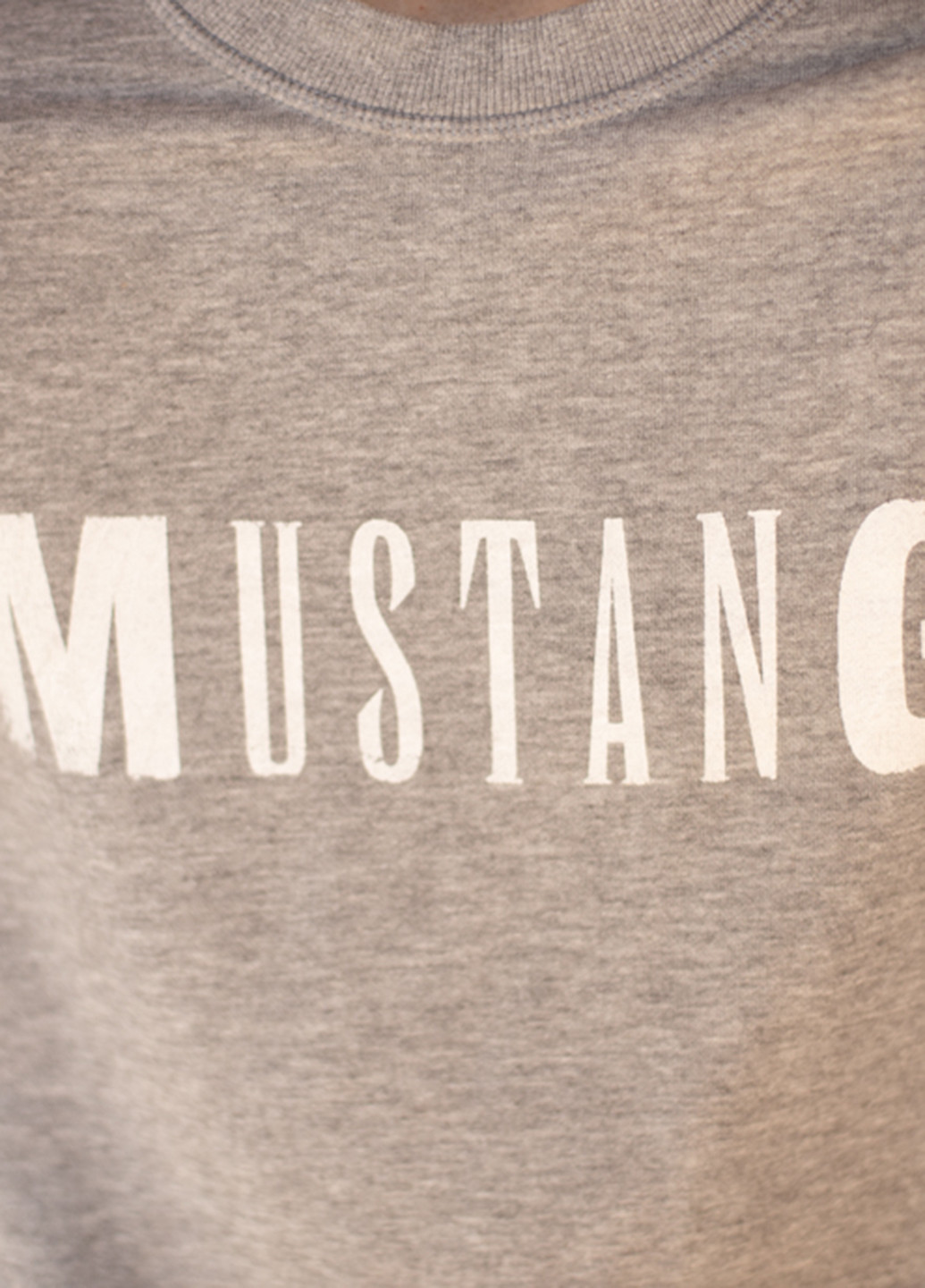 Mustang свитшот надпись серый кэжуал трикотаж, хлопок