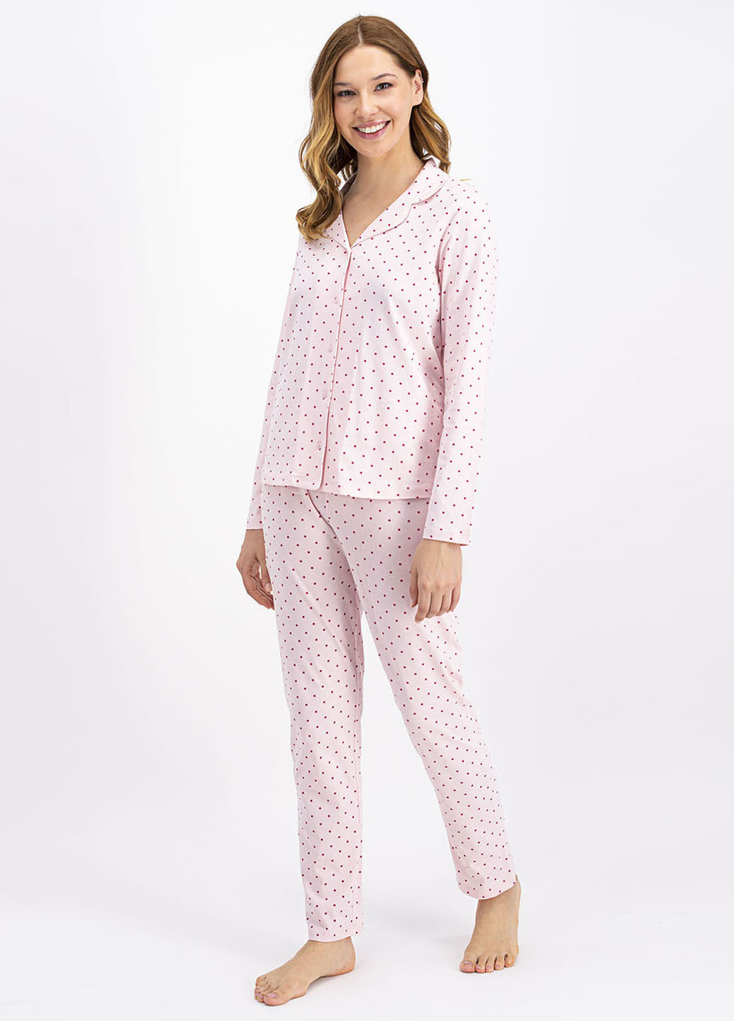 Светло-розовая всесезон пижама (рубашка, брюки) рубашка + брюки ECROU