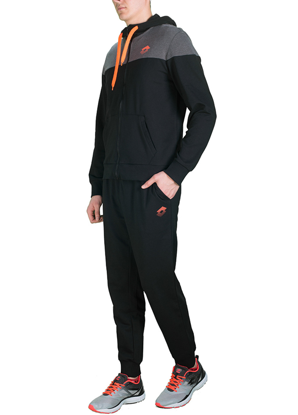 Черный демисезонный костюм (толстовка, брюки) брючный Lotto