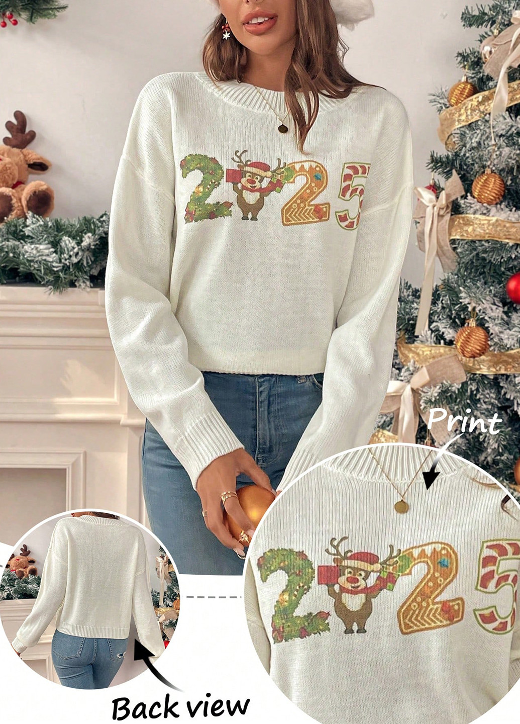 Айвори зимний джемпер джемпер SHEIN