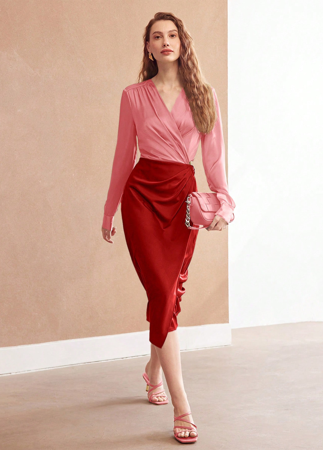 Комбінована кежуал сукня на запах SHEIN колор блок