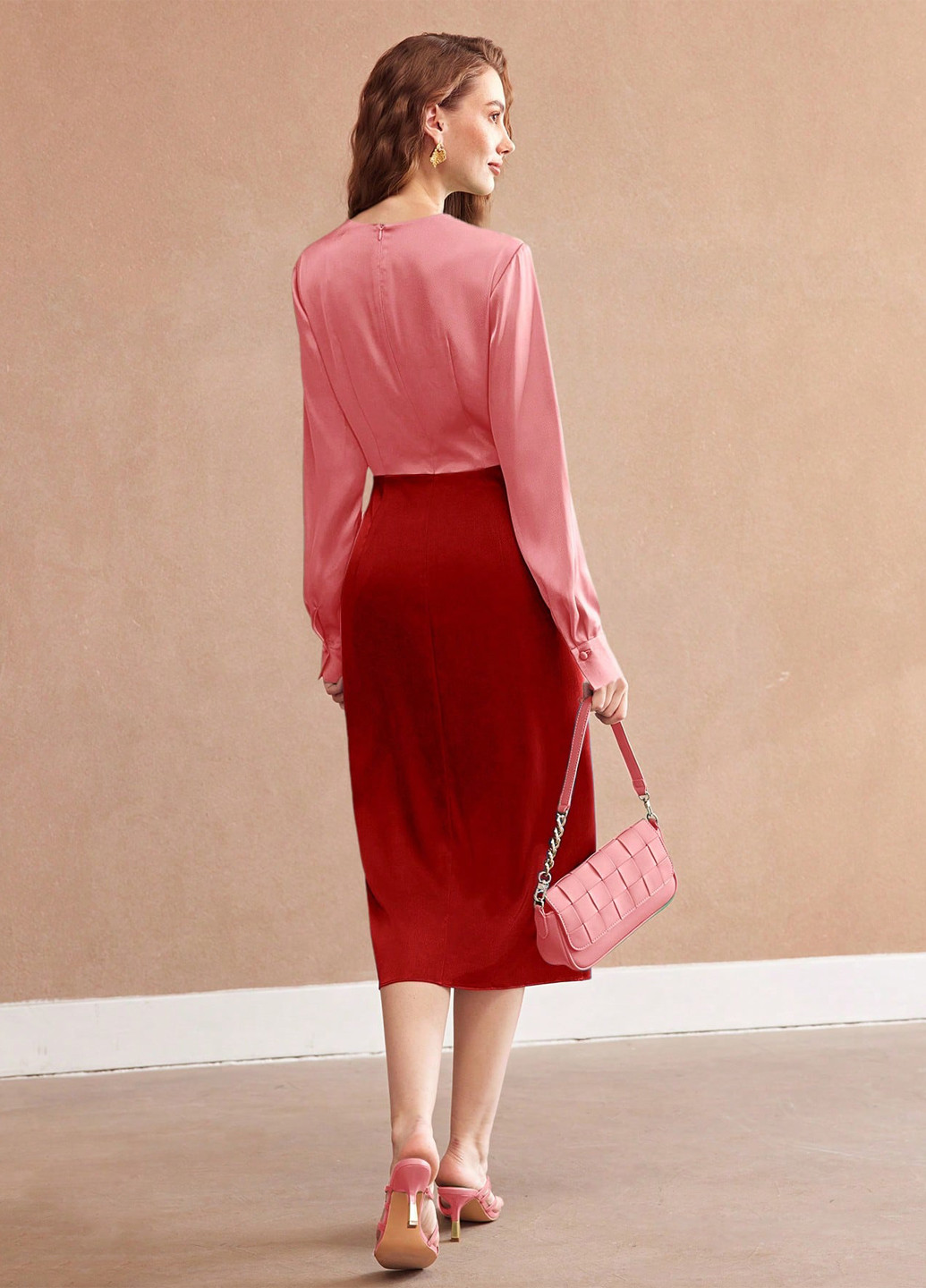 Комбінована кежуал сукня на запах SHEIN колор блок