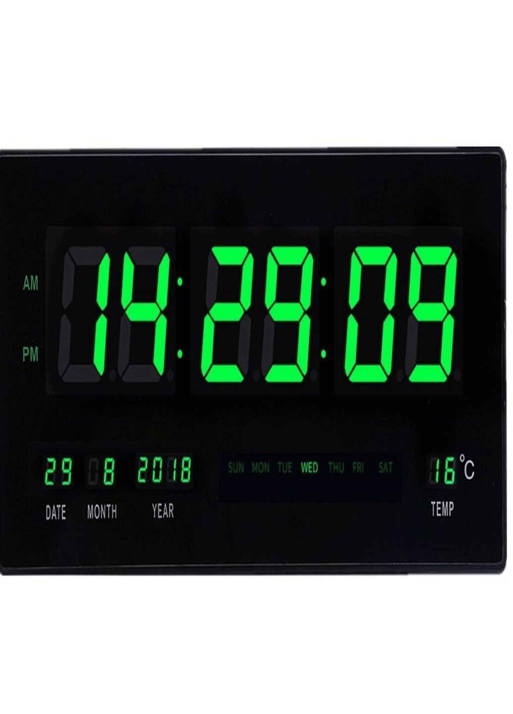 Настенные электронные часы Led с подсветкой будильник с календарём и термометром (16489416) Зеленая подсветка Francesco Marconi (204146799)
