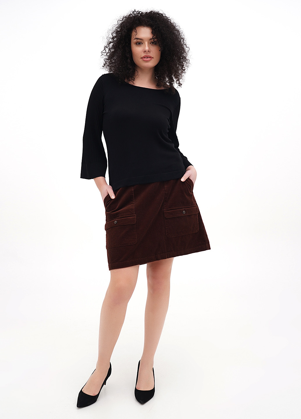 Коричневая кэжуал однотонная юбка Madewell