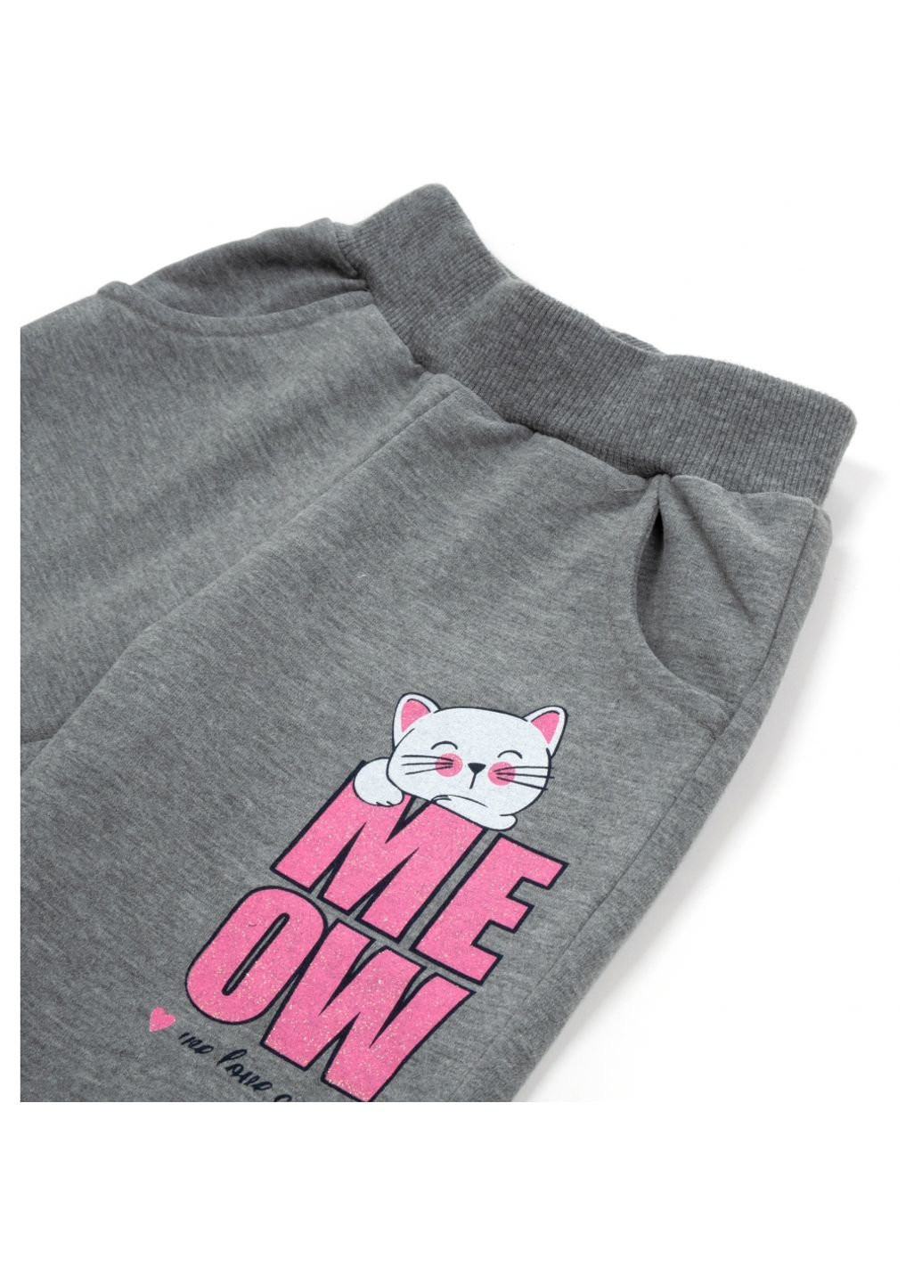 Сірий демісезонний спортивний костюм з котиками (15229-86g-pink) Breeze