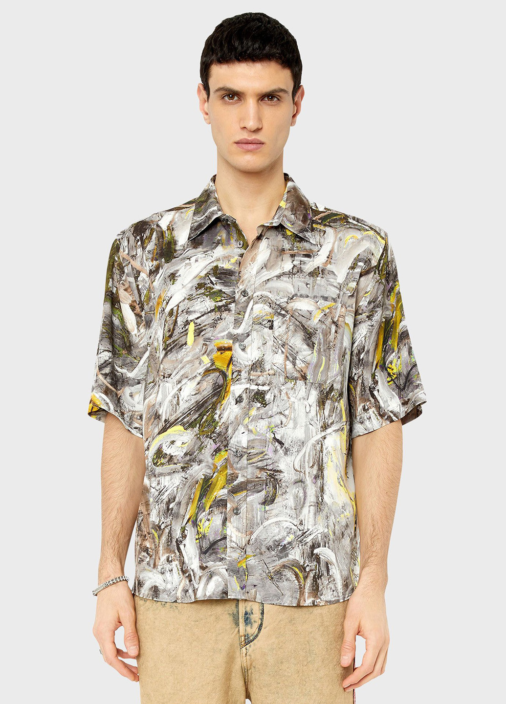 Серая кэжуал рубашка с абстрактным узором Diesel