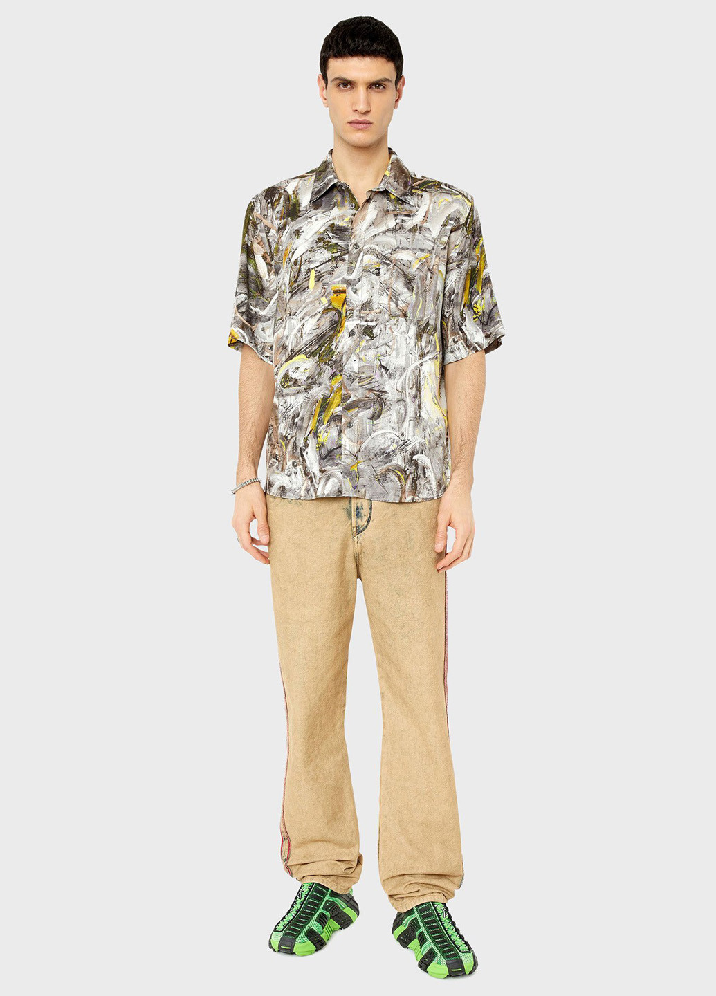 Серая кэжуал рубашка с абстрактным узором Diesel