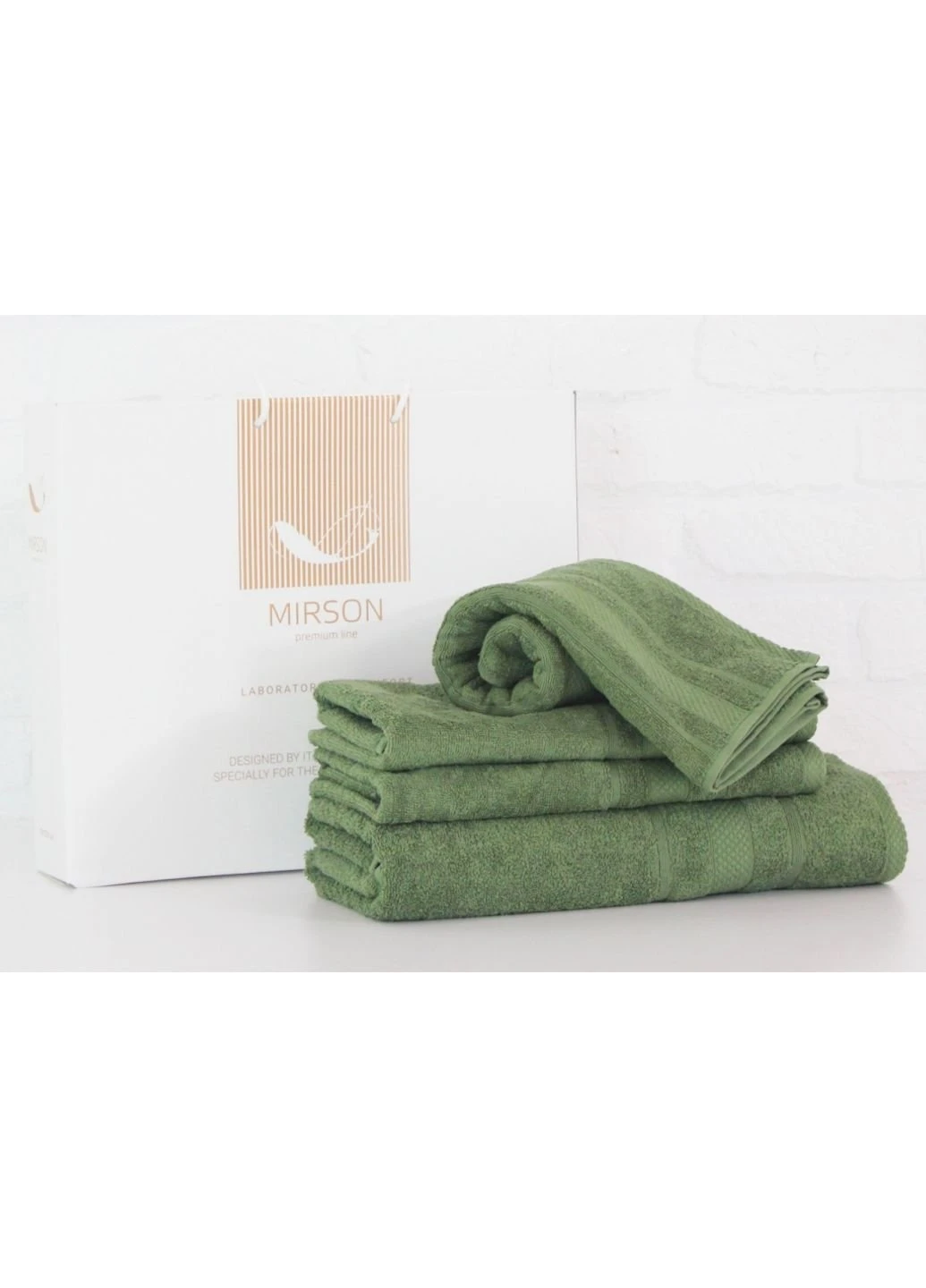 Рушник набір банних №5079 Elite SoftNess Military 40х70, 50х90, 70х (2200003975710) Mirson зелений