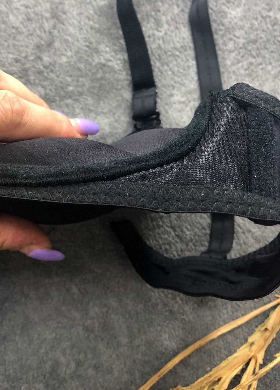 Чорний бюстгальтер чорний зефір гладкий 3d тройной пуш ап супер 75bc 80bc 85bc гладкий ліфчик з дуже великим пушап No Brand