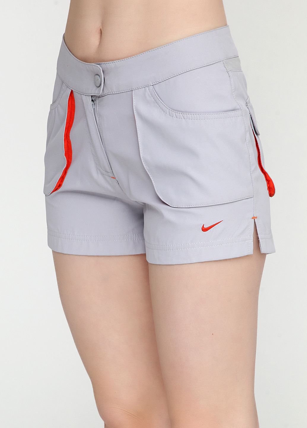Шорты Nike средняя талия логотипы светло-серые спортивные