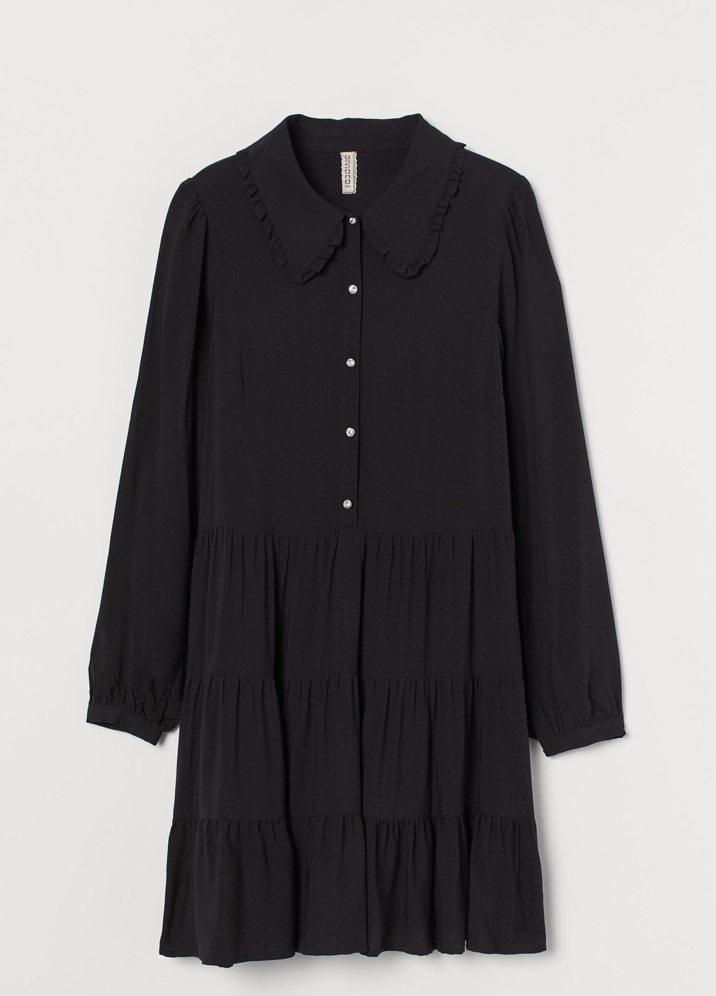 Черное кэжуал платье-рубашка H&M однотонное