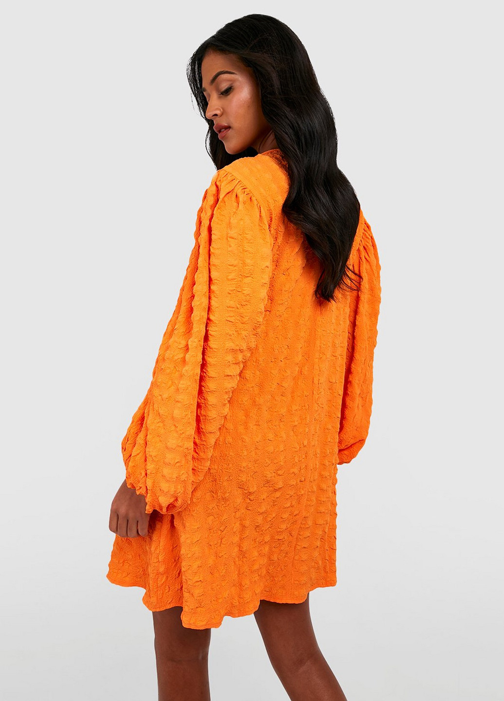 Оранжевое кэжуал платье оверсайз Boohoo однотонное