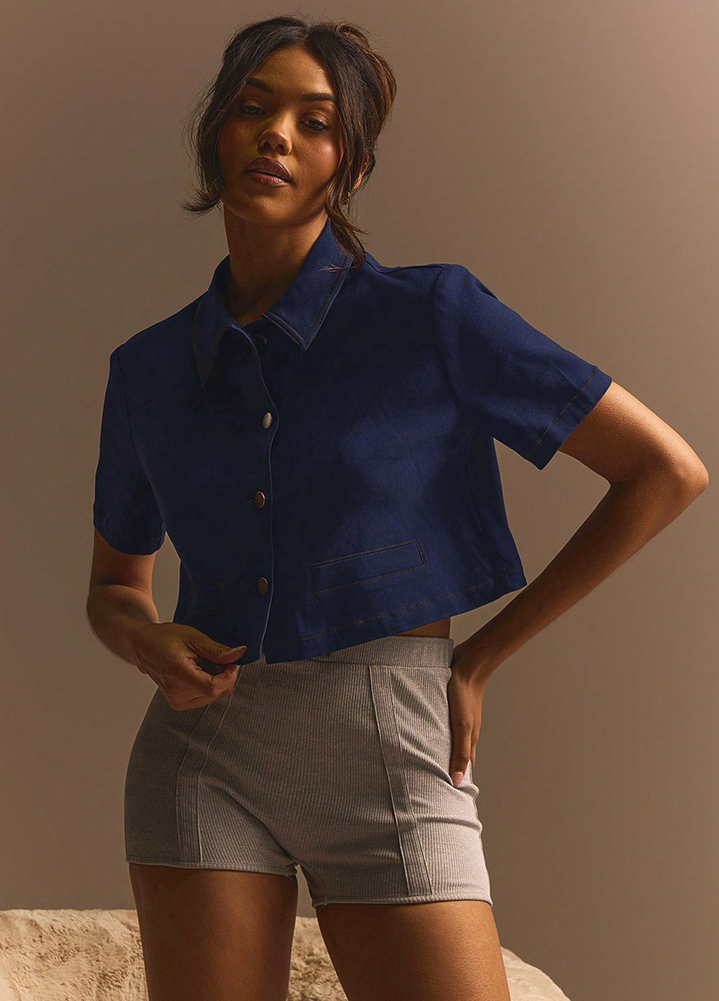 Темно-синяя демисезонная куртка SHEIN