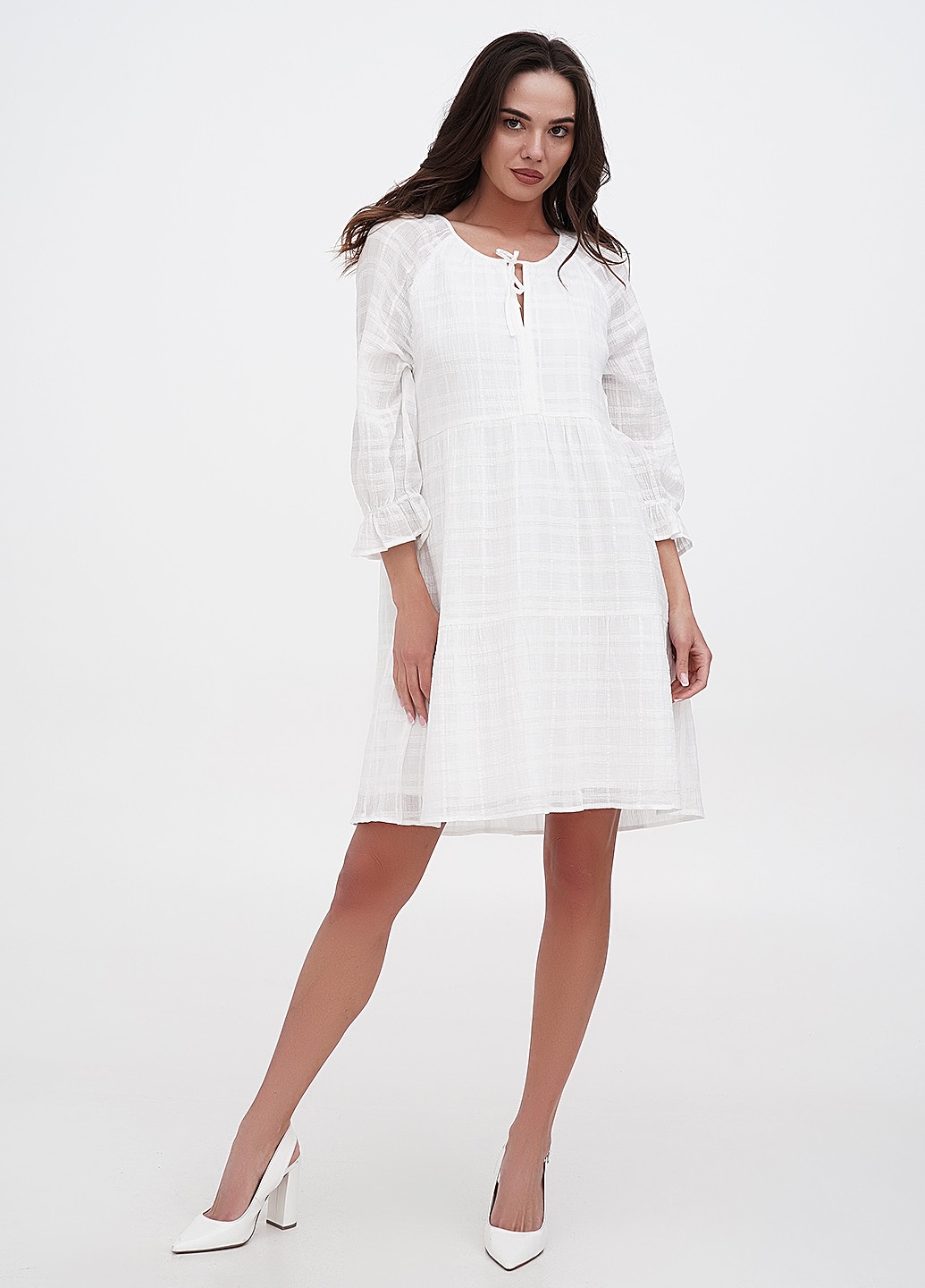 Білий кежуал сукня кльош Orsay однотонна