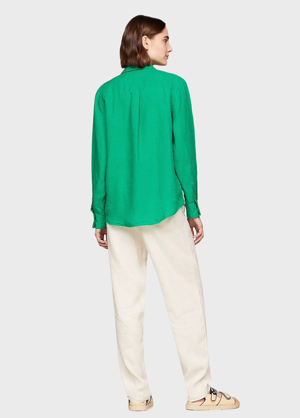 Зеленая кэжуал рубашка однотонная Tommy Hilfiger