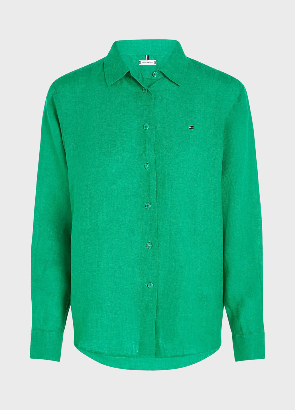 Зеленая кэжуал рубашка однотонная Tommy Hilfiger