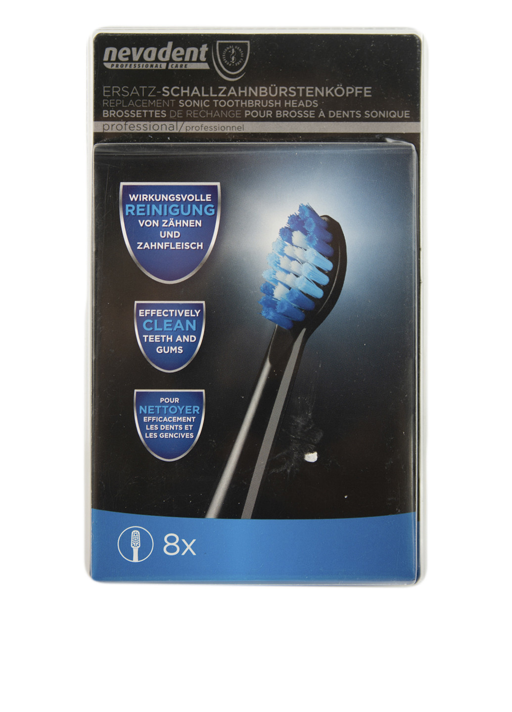 Насадки для электрической зубной щетки (8 шт.) Nevadent чёрная