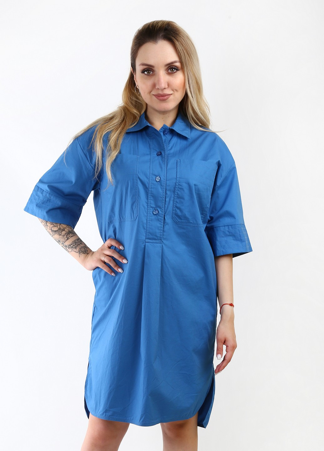 Синее кэжуал платье Stefanel однотонное