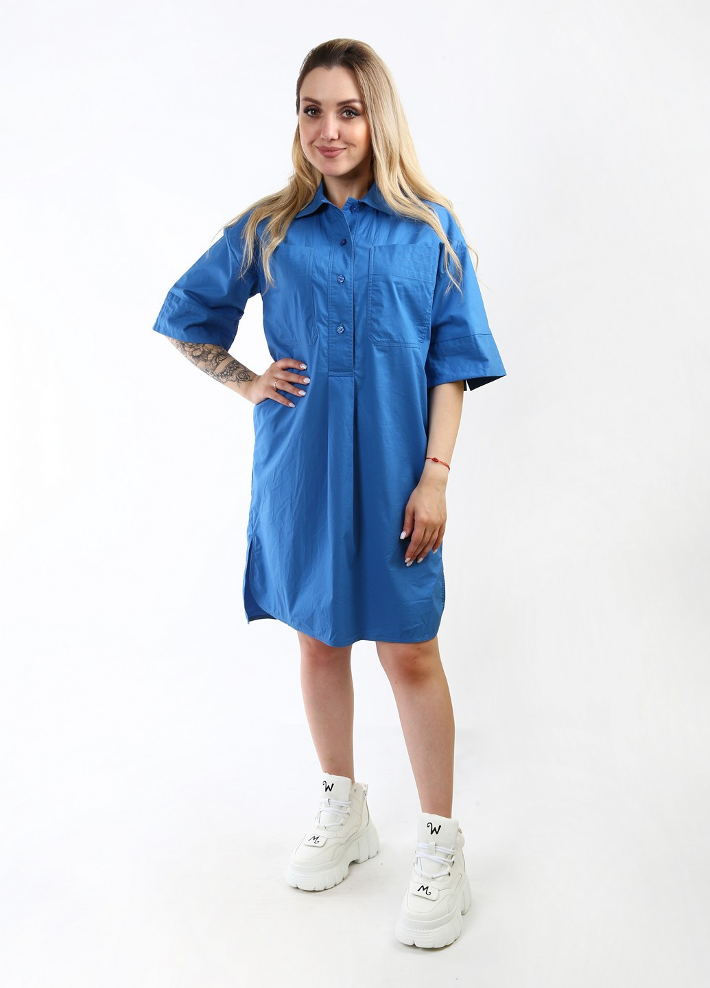 Синее кэжуал платье Stefanel однотонное