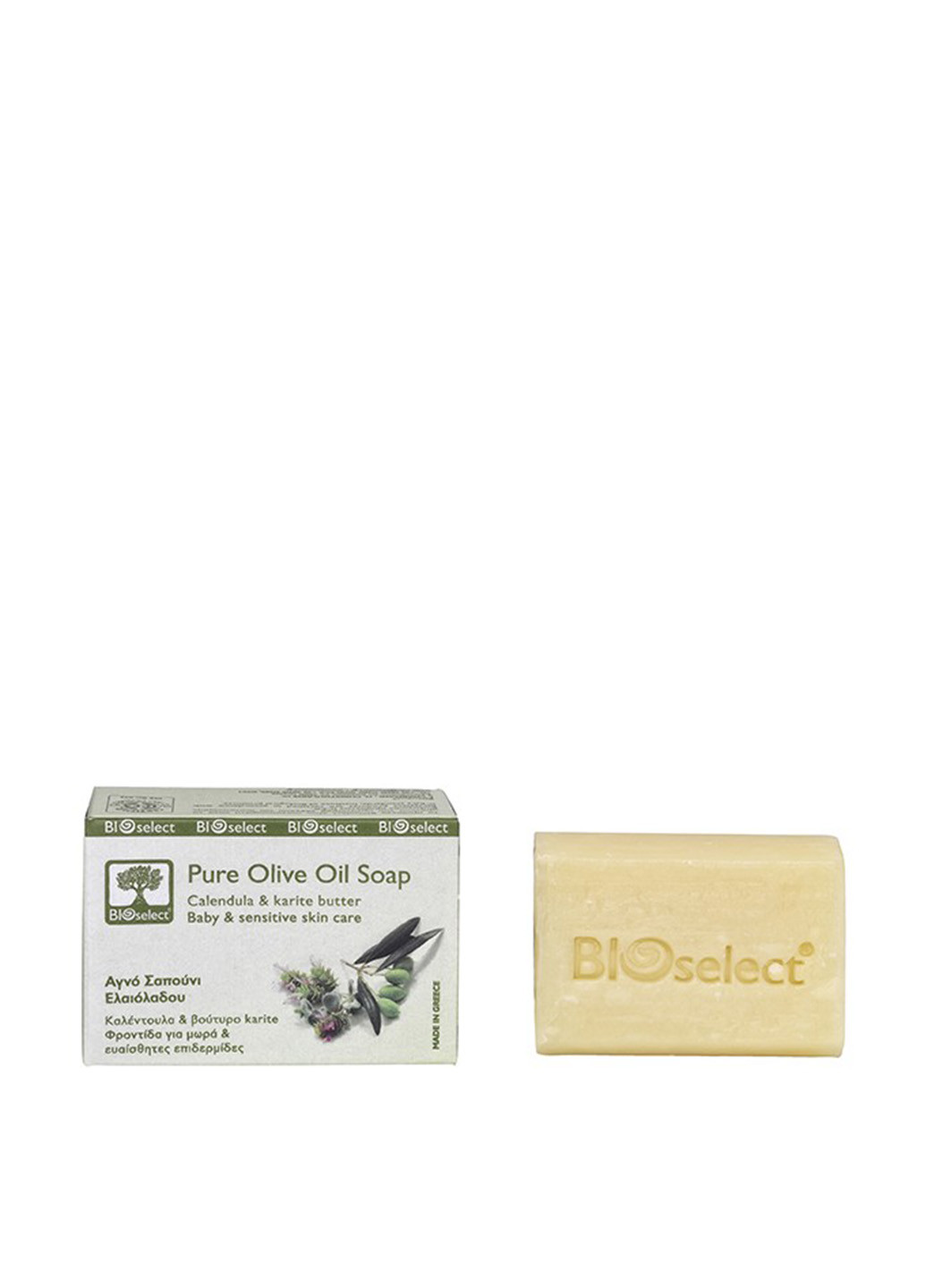 Мыло оливковое для детской и чувствительной кожи календулой и маслом карите, 80 г Bioselect (121332251)