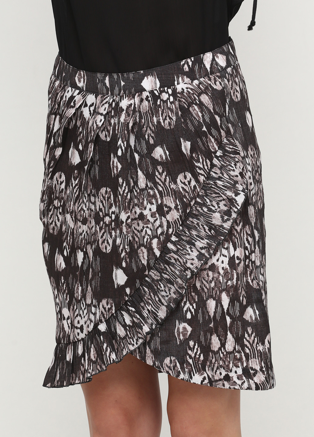 Коричневая кэжуал с абстрактным узором юбка H&M мини