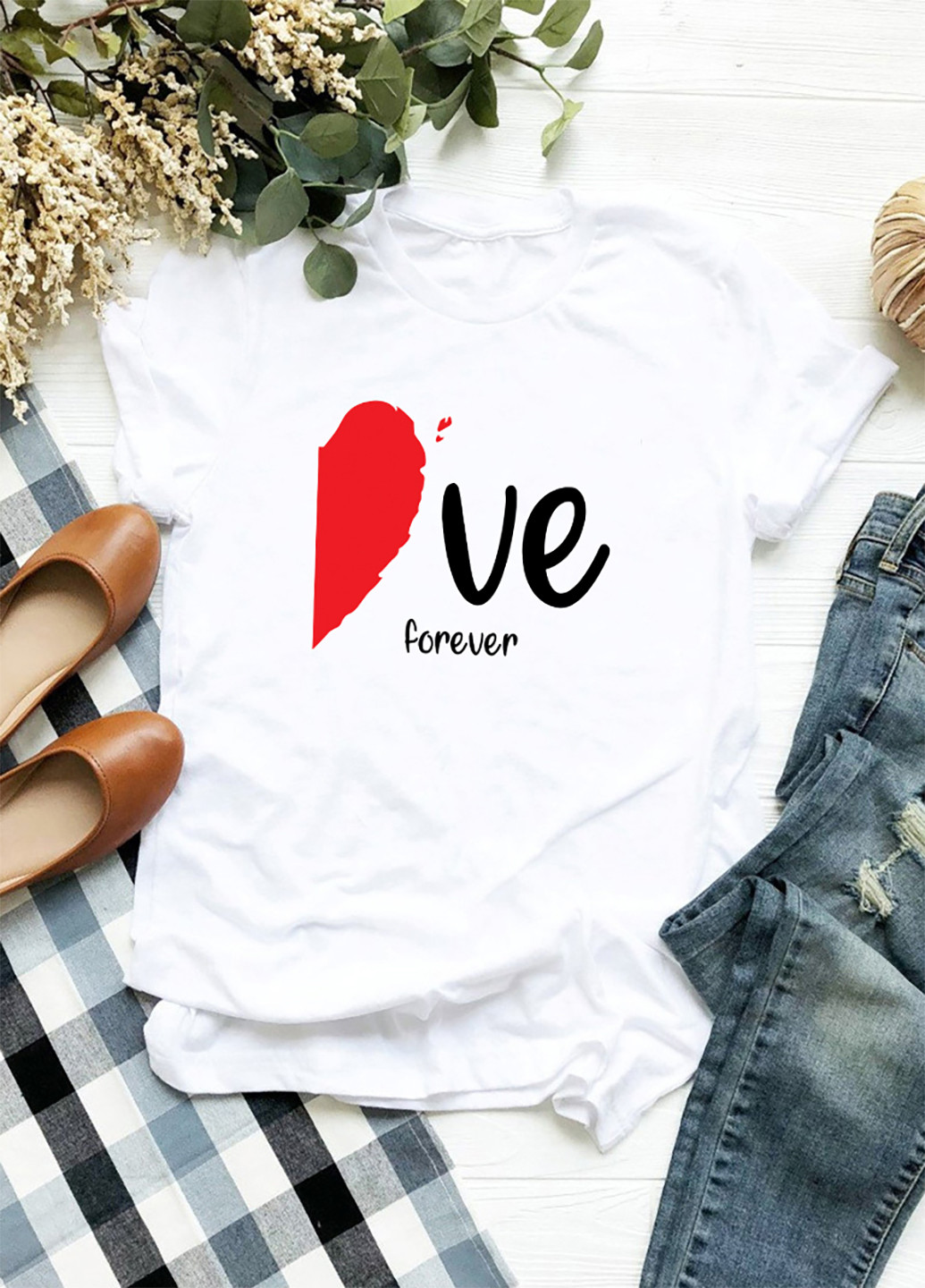 Белая демисезон футболка женская белая love together-forever Love&Live
