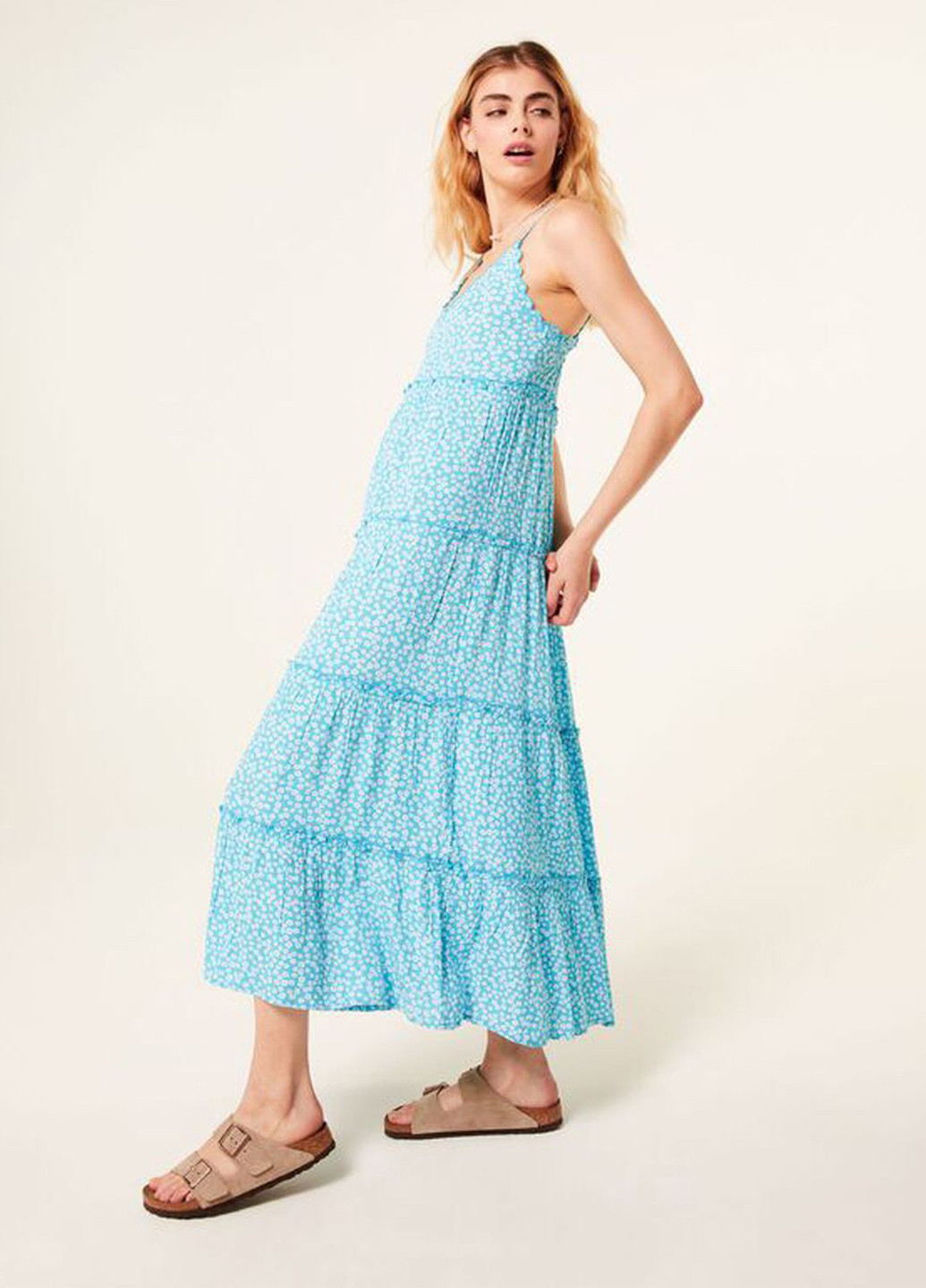 Морской волны кэжуал платье с открытыми плечами Jennyfer с цветочным принтом