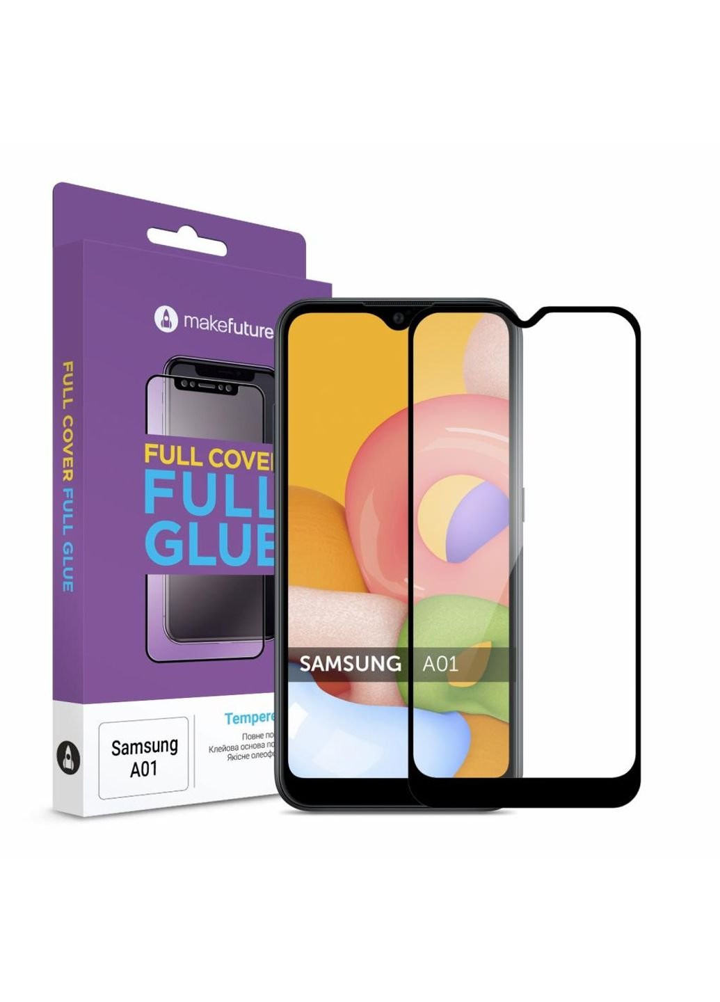 Скло захисне Samsung A01 Full Cover Full Glue (MGF-SA01) MakeFuture (252368504)