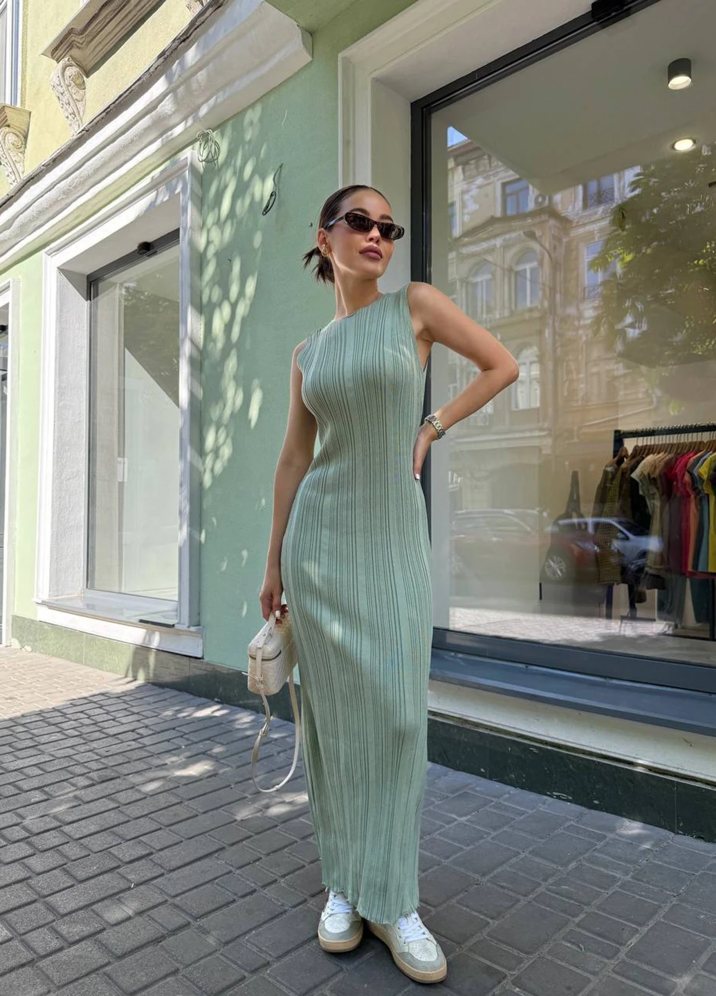 Оливкова кежуал сукня No Brand однотонна