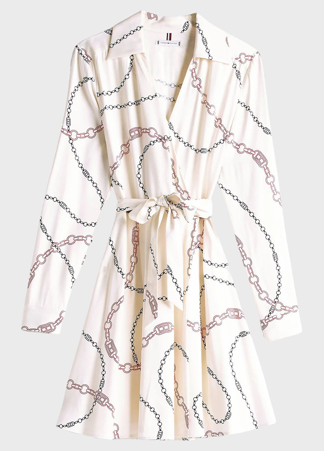 Комбинированное кэжуал платье на запах, клеш Tommy Hilfiger с рисунком