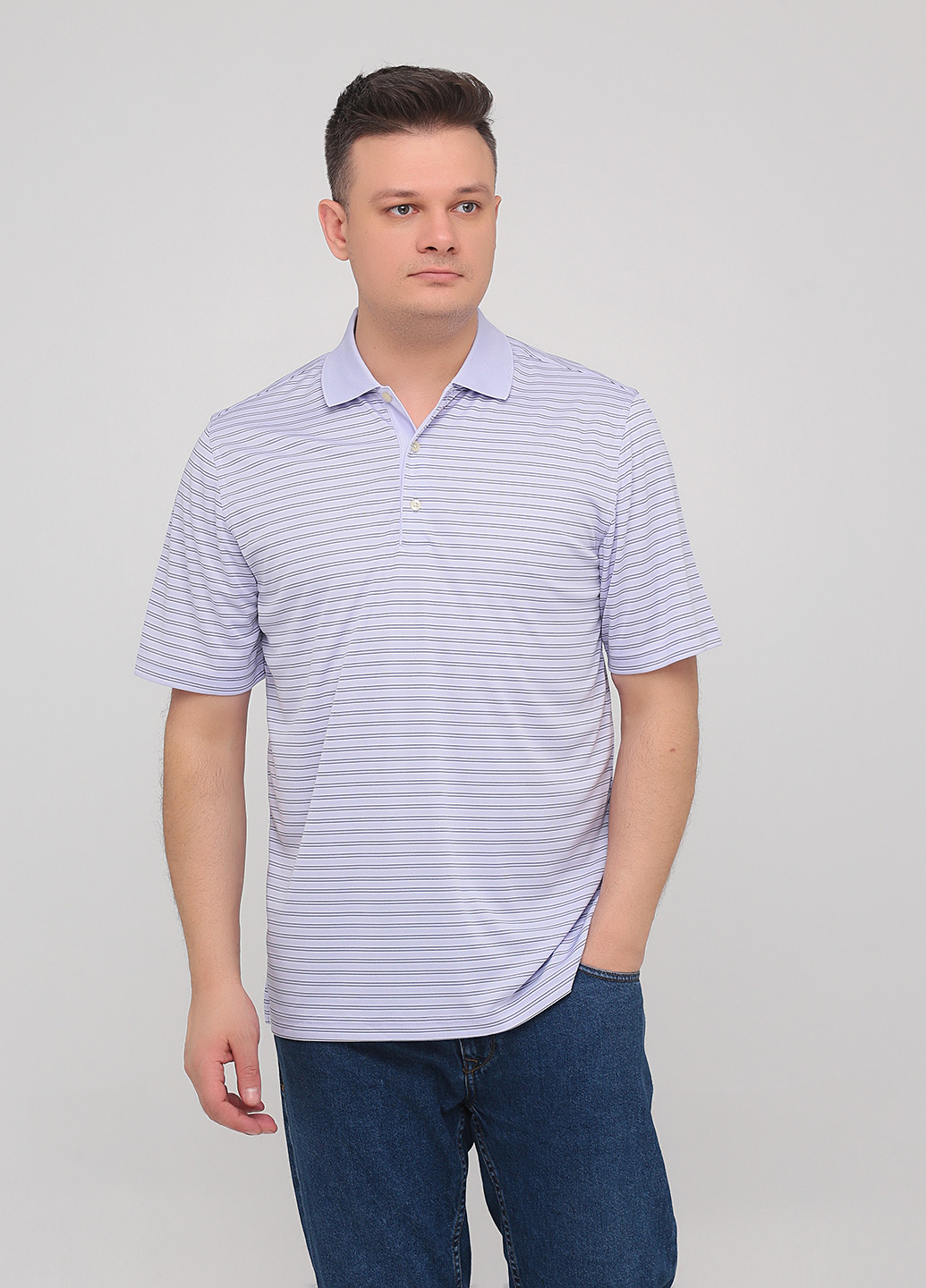 Лавандовая футболка-поло для мужчин Greg Norman в полоску