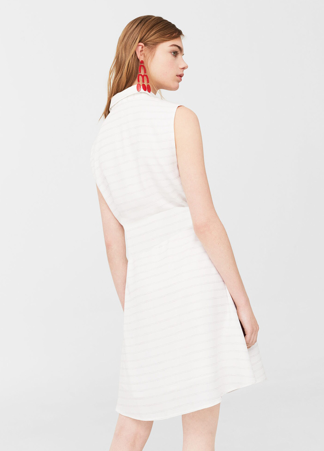 Белое кэжуал платье рубашка Mango в полоску