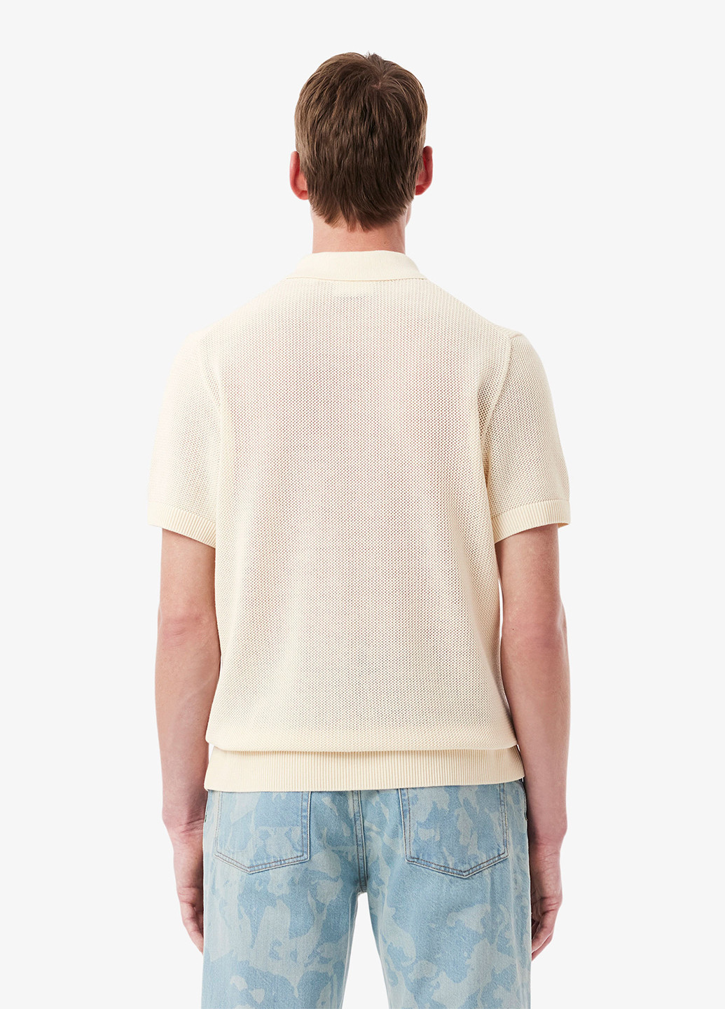 Светло-бежевая футболка-поло для мужчин Lacoste однотонная