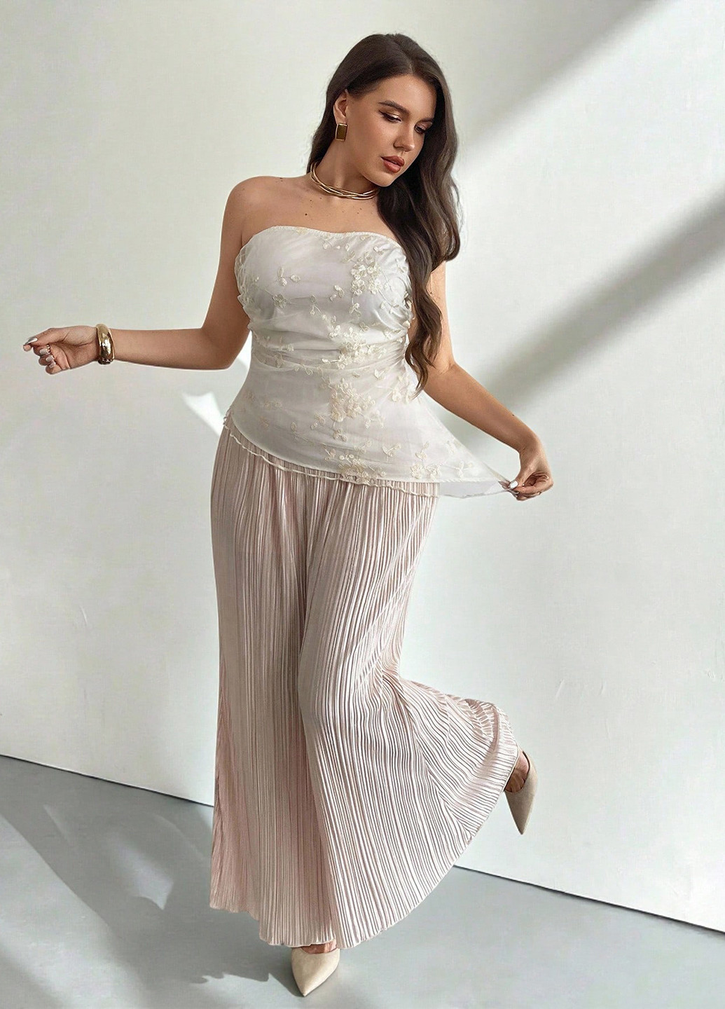 Комбинированный летний комплект (топ, брюки) SHEIN