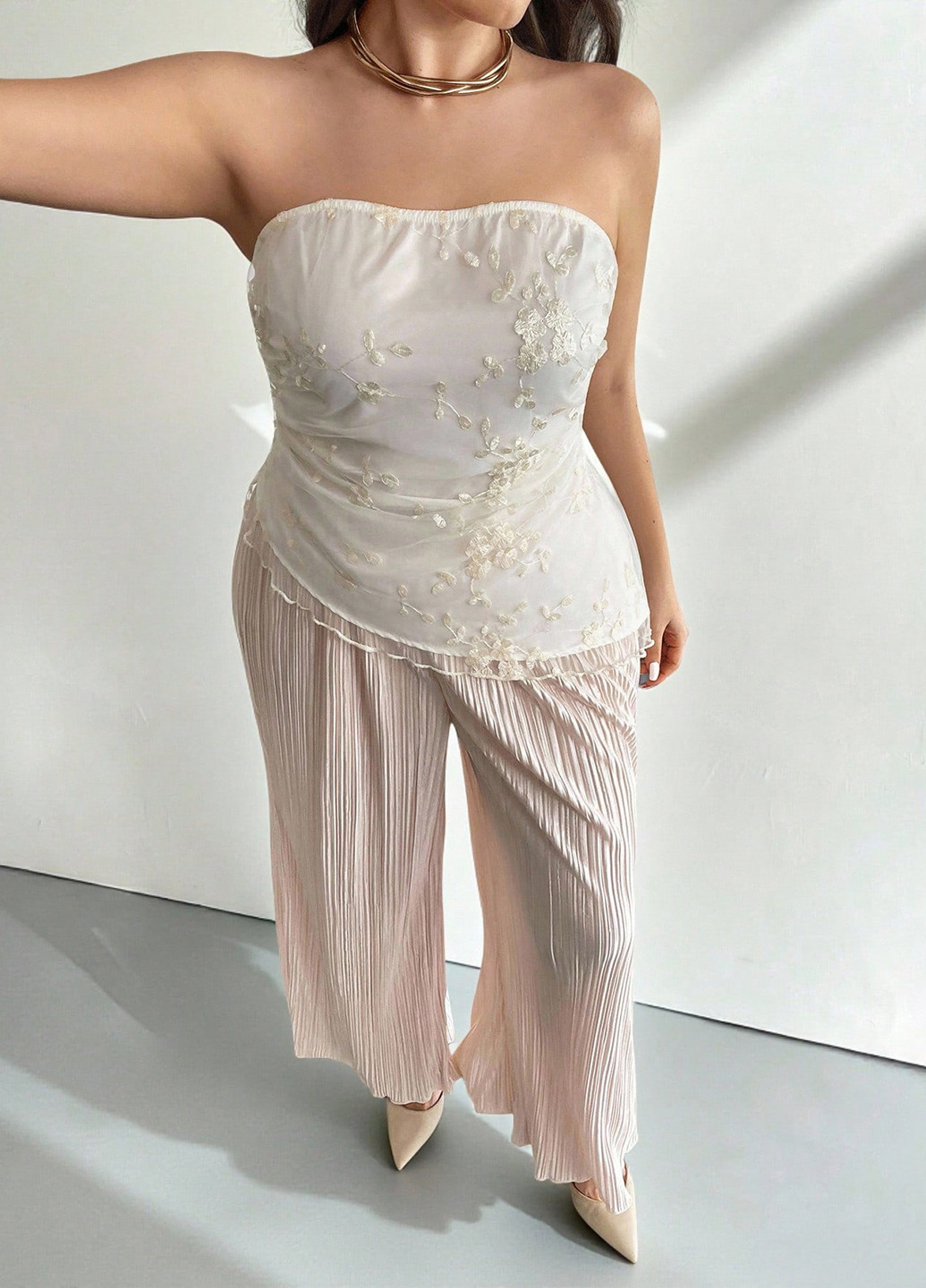 Комбинированный летний комплект (топ, брюки) SHEIN