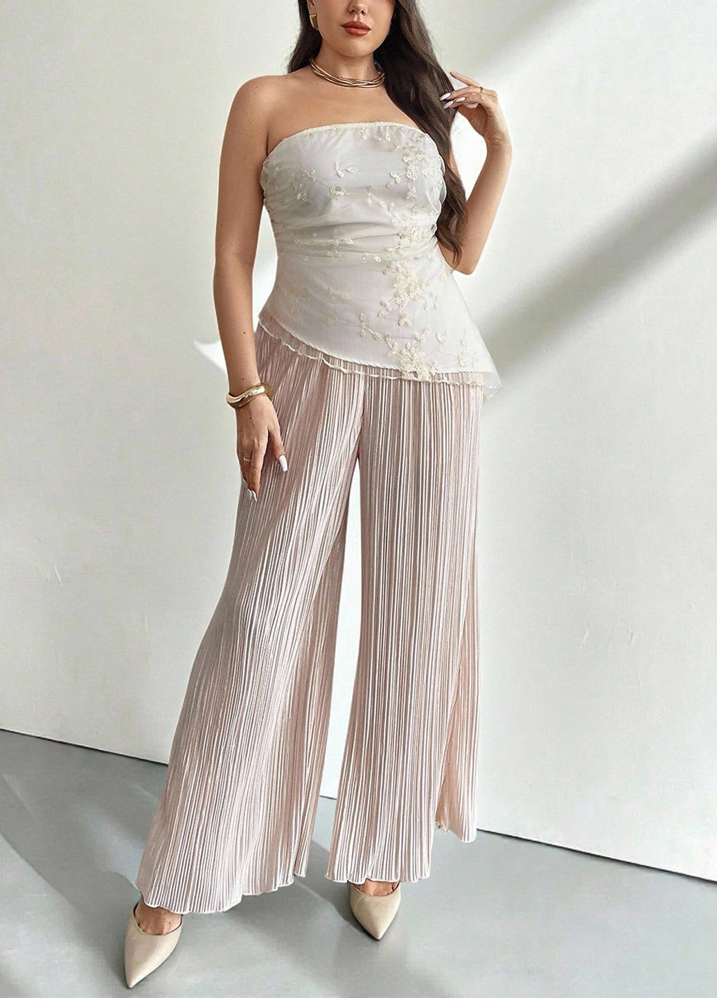 Комбинированный летний комплект (топ, брюки) SHEIN