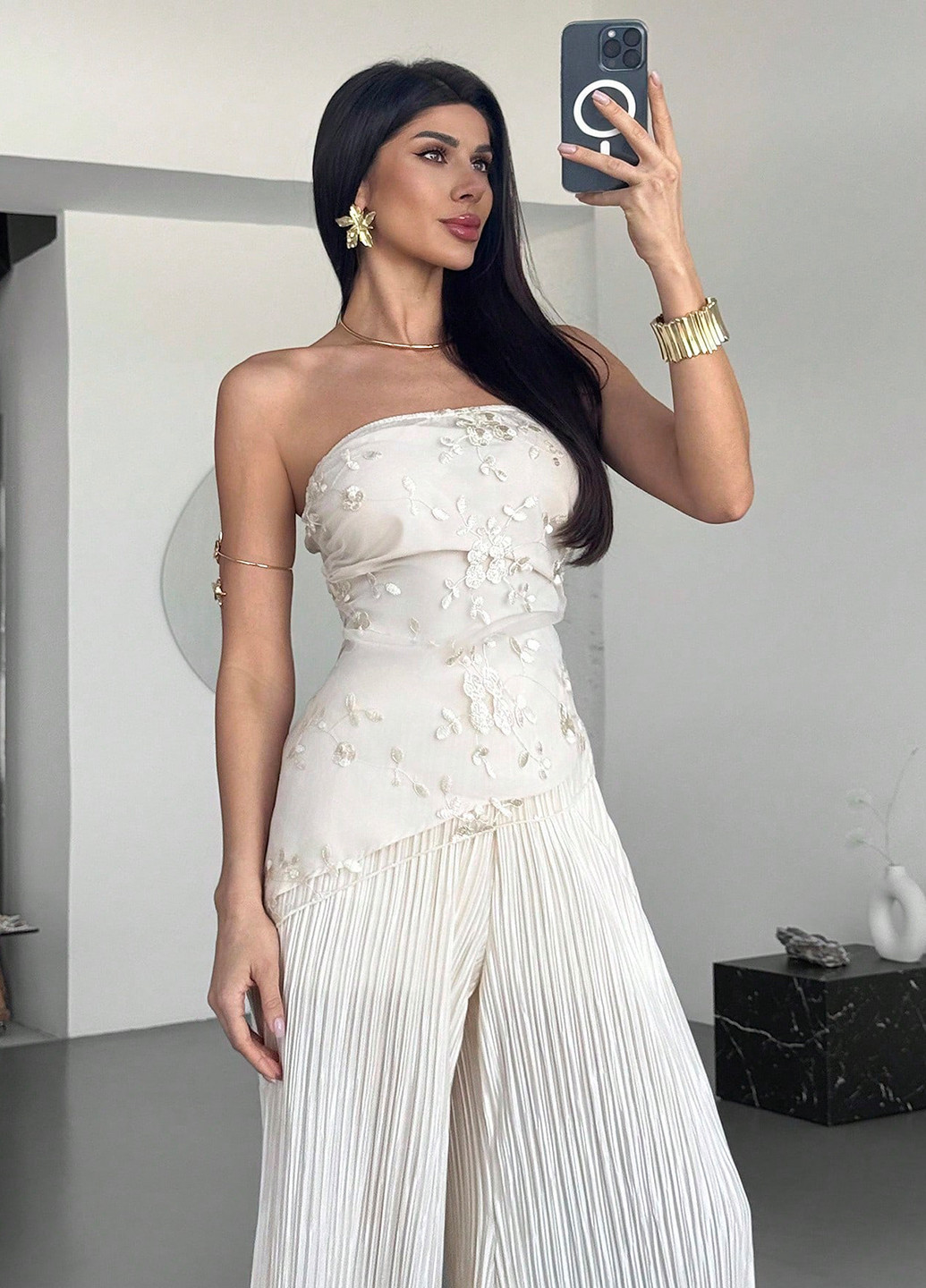 Комбинированный летний комплект (топ, брюки) SHEIN