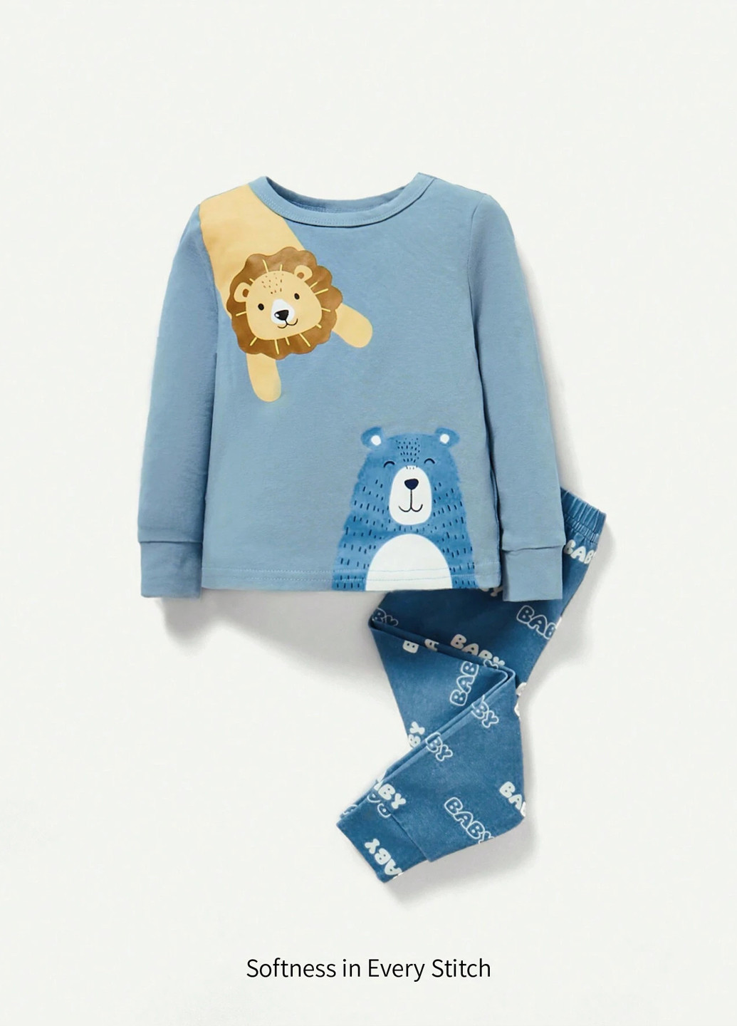 Голубой демисезонный костюм (лонгслив, брюки) SHEIN