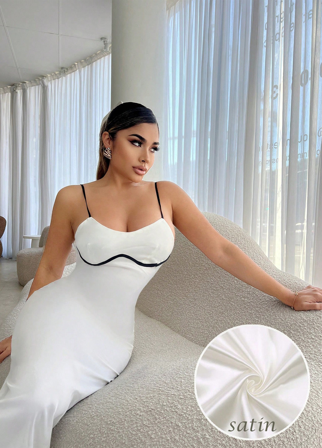 Белое вечернее платье с открытой спиной SHEIN однотонное